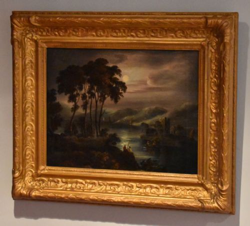 VICTORIAN MOONLIGHT LANDSCAPE OIL PAINTING - ADDITIONAL PHOTO 3
