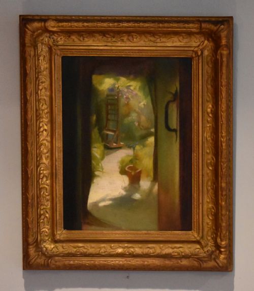 'the artist's garden' oil painting by ehthomas - CATEGORY: ANTIQUE ART - DATED EDWARDIAN