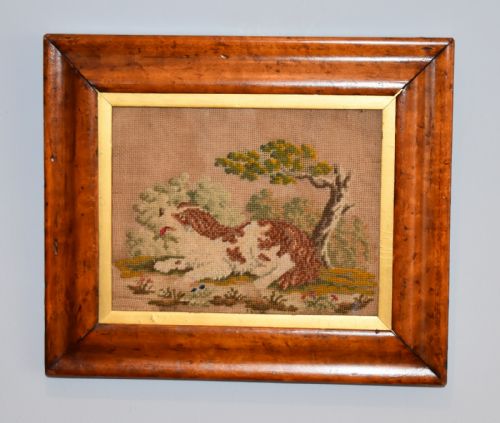 victorian needlework of a dog - CATEGORY: ANTIQUE MISCELLANEOUS - DATED 1880