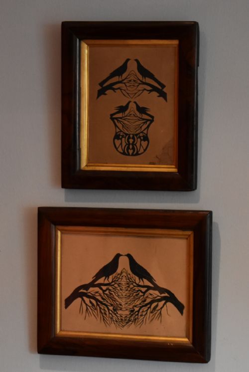 pair of unusual victorian silhouette pictures - CATEGORY: ANTIQUE MISCELLANEOUS - DATED VICTORIAN