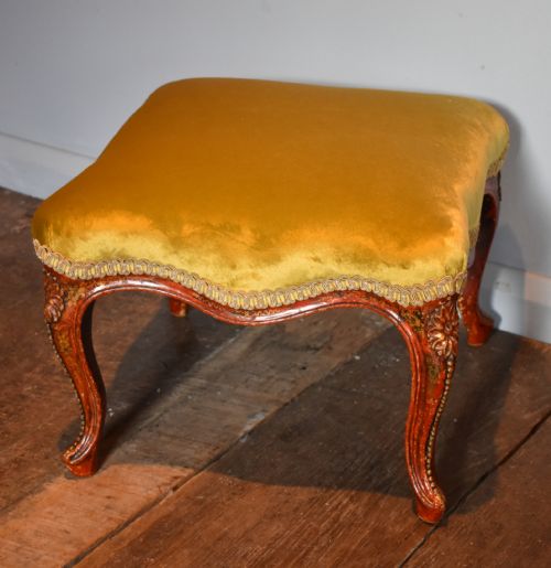 fine regency red lacquer footstool - CATEGORY: ANTIQUE STOOLS - DATED REGENCY