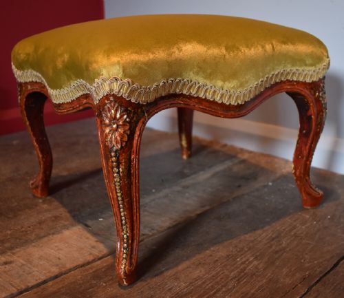 FINE REGENCY RED LACQUER FOOTSTOOL - ADDITIONAL PHOTO 5