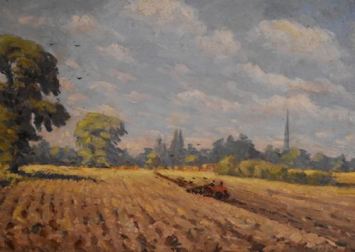 'THE RED TRACTOR' OIL PAINTING BY WACROSS - ADDITIONAL PHOTO 4