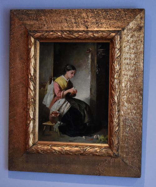 'peeling turnips' oil painting by john dawson watson - CATEGORY: ANTIQUE ART - DATED 1880