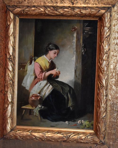 'PEELING TURNIPS' OIL PAINTING BY JOHN DAWSON WATSON - ADDITIONAL PHOTO 1