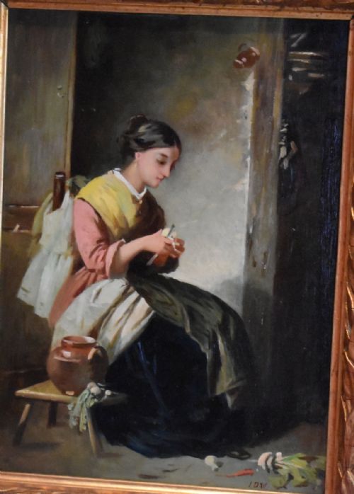 'PEELING TURNIPS' OIL PAINTING BY JOHN DAWSON WATSON - ADDITIONAL PHOTO 2