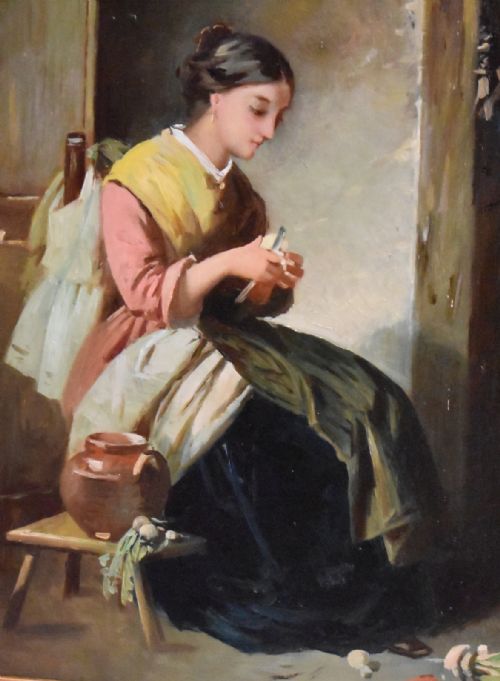 'PEELING TURNIPS' OIL PAINTING BY JOHN DAWSON WATSON - ADDITIONAL PHOTO 4