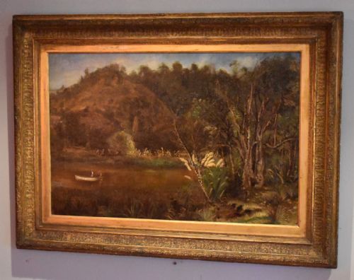 rare early oil painting of new zealand - CATEGORY: ANTIQUE ART - DATED VICTORIAN