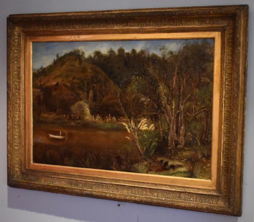 RARE EARLY OIL PAINTING OF NEW ZEALAND - ADDITIONAL PHOTO 3
