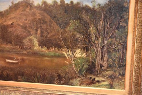 RARE EARLY OIL PAINTING OF NEW ZEALAND - ADDITIONAL PHOTO 4