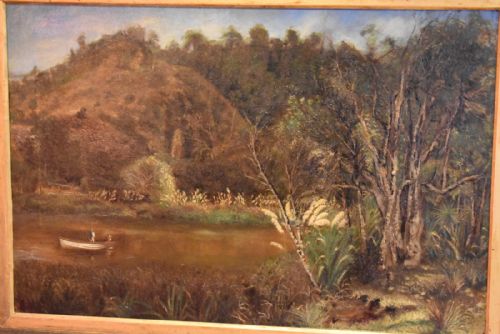 RARE EARLY OIL PAINTING OF NEW ZEALAND - ADDITIONAL PHOTO 5