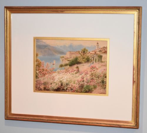 watercolour of lake como italy by ebenezer wake cook - CATEGORY: ANTIQUE ART - DATED 1890