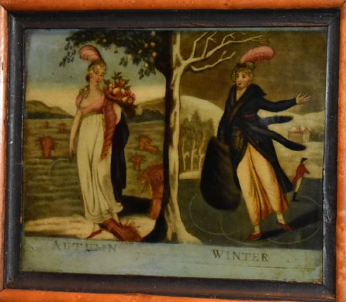 GEORGIAN REVERSE PAINTED PRINT ON GLASS - ADDITIONAL PHOTO 3