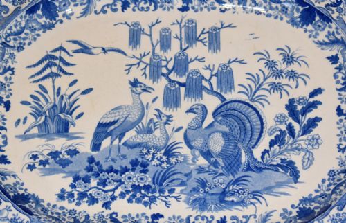 REGENCY BLUE AND WHITE PLATTER WITH TURKEY - ADDITIONAL PHOTO 2