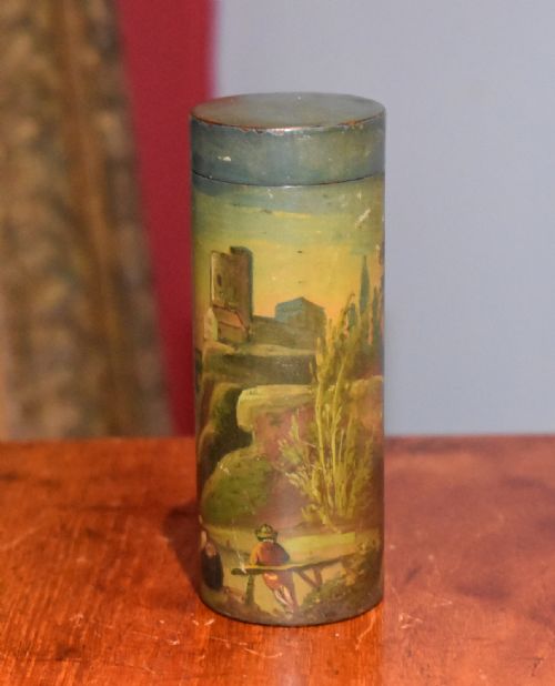 EXQUISITE PAINTED ROSEWOOD NEEDLE CASE - ADDITIONAL PHOTO 1