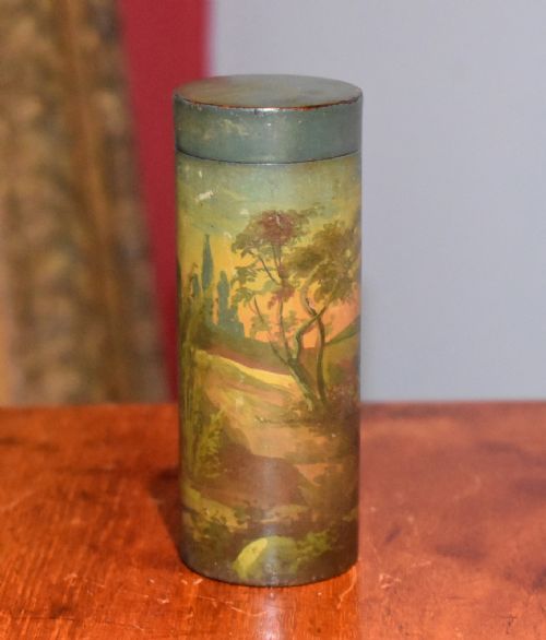 EXQUISITE PAINTED ROSEWOOD NEEDLE CASE - ADDITIONAL PHOTO 2