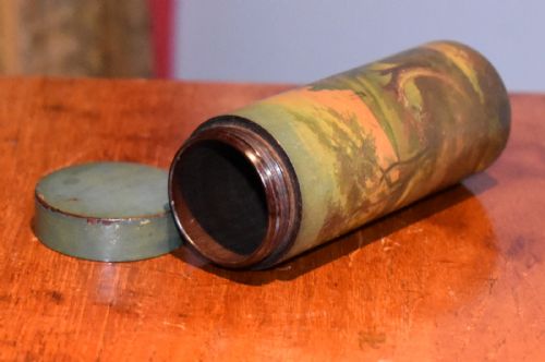 EXQUISITE PAINTED ROSEWOOD NEEDLE CASE - ADDITIONAL PHOTO 3