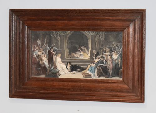 rare victorian print of hamlet the play scene - CATEGORY: ANTIQUE ART - DATED VICTORIAN