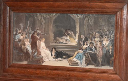 RARE VICTORIAN PRINT OF HAMLET THE PLAY SCENE - ADDITIONAL PHOTO 2