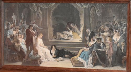 RARE VICTORIAN PRINT OF HAMLET THE PLAY SCENE - ADDITIONAL PHOTO 3