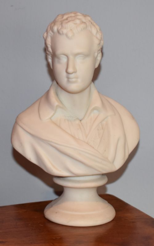 parian bust of lord byron by james and thomas bevington - CATEGORY: ANTIQUE CERAMICS - DATED 1870