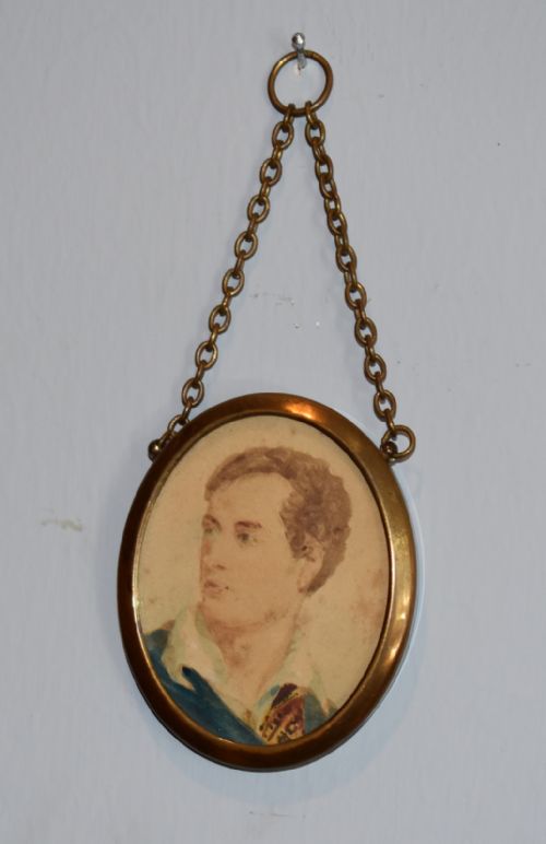 miniature watercolour portrait of lord byron - CATEGORY: ANTIQUE ART - DATED 19TH CENTURY
