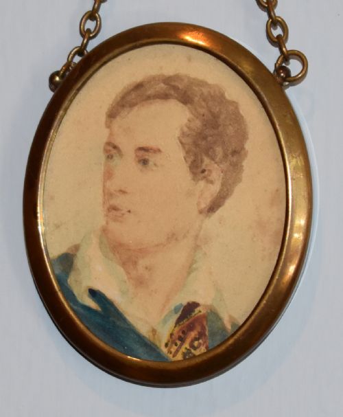 MINIATURE WATERCOLOUR PORTRAIT OF LORD BYRON - ADDITIONAL PHOTO 1