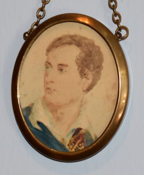 MINIATURE WATERCOLOUR PORTRAIT OF LORD BYRON - ADDITIONAL PHOTO 2