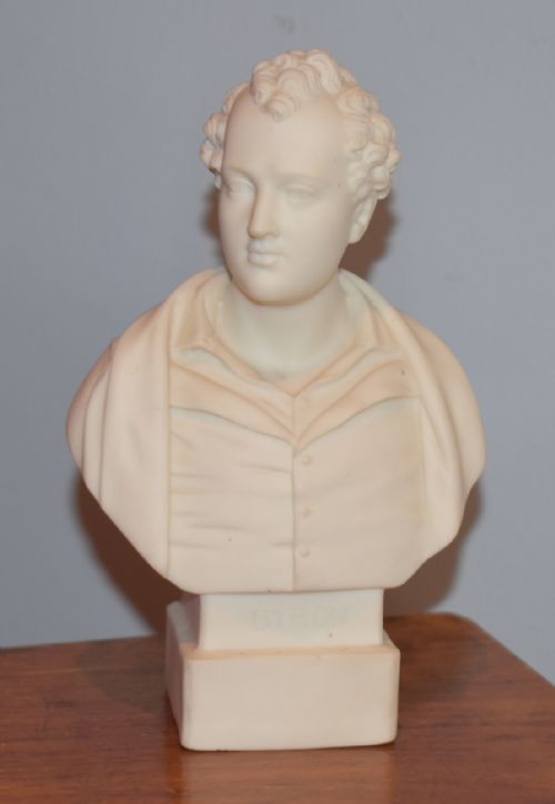 parian bust of lord byron by robinson and leadbeater - CATEGORY: ANTIQUE SCULPTURES - DATED VICTORIAN