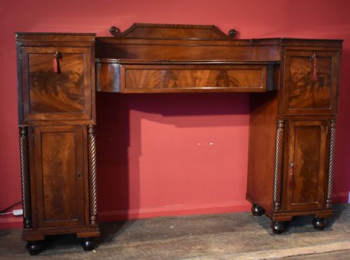 fine small regency mahogany pedestal sideboard - CATEGORY: ANTIQUE SIDEBOARDS - DATED REGENCY