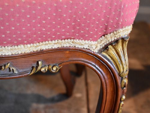 FINE SET OF FOUR FRENCH WALNUT AND GILT CHAIRS - ADDITIONAL PHOTO 1