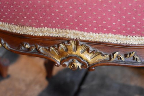 FINE SET OF FOUR FRENCH WALNUT AND GILT CHAIRS - ADDITIONAL PHOTO 2