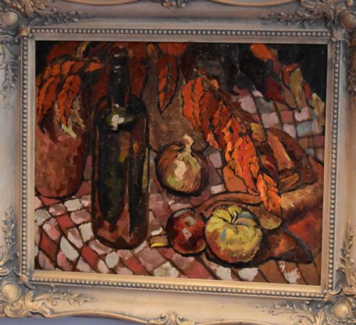 POSTIMPRESSIONIST STILL LIFE OIL PAINTING BY JOHN M GREEN - ADDITIONAL PHOTO 1