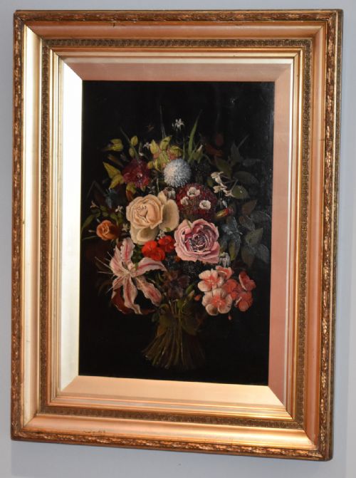 VICTORIAN STILL LIFE OIL PAINTING OF FLOWERS - ADDITIONAL PHOTO 1