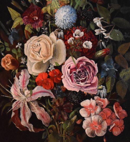 VICTORIAN STILL LIFE OIL PAINTING OF FLOWERS - ADDITIONAL PHOTO 3