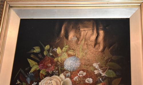 VICTORIAN STILL LIFE OIL PAINTING OF FLOWERS - ADDITIONAL PHOTO 4