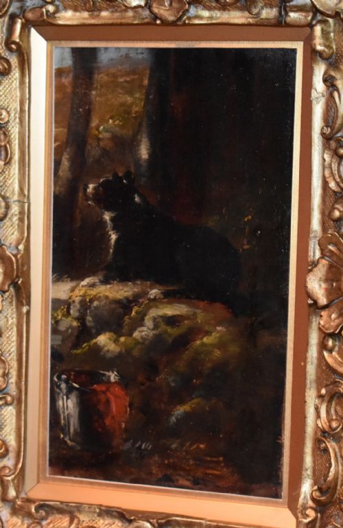 ENGLISH SCHOOL OIL PAINTING OF A DOG - ADDITIONAL PHOTO 4