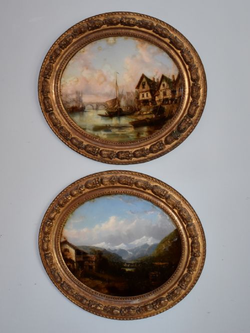 FINE PAIR OF OIL PAINTINGS ON GLASS - ADDITIONAL PHOTO 1