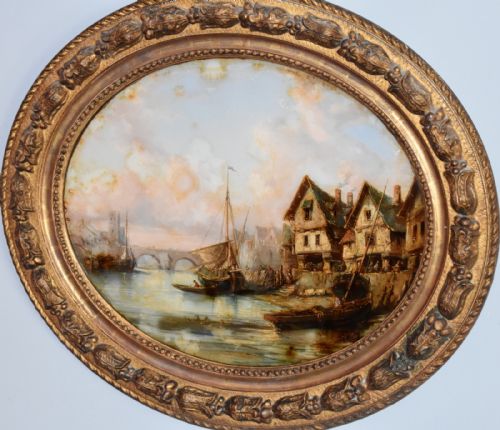 FINE PAIR OF OIL PAINTINGS ON GLASS - ADDITIONAL PHOTO 4