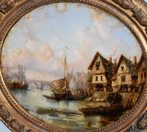 FINE PAIR OF OIL PAINTINGS ON GLASS - ADDITIONAL PHOTO 9