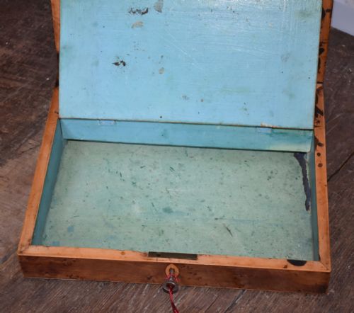 GEORGIAN BUR YEW AND PARQUETRY WRITING BOX OR SLOPE - ADDITIONAL PHOTO 8