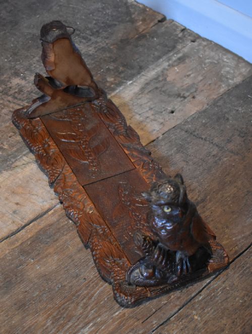 BLACK FOREST CARVED OWL BOOK SLIDE - ADDITIONAL PHOTO 1