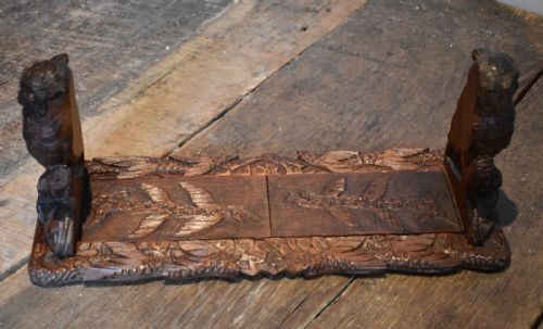 BLACK FOREST CARVED OWL BOOK SLIDE - ADDITIONAL PHOTO 2