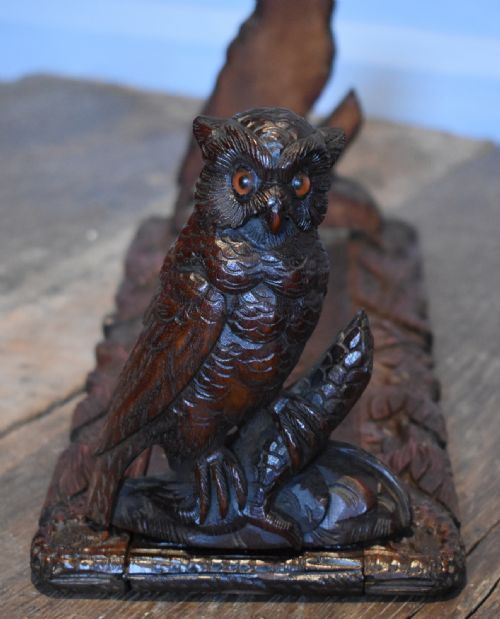 BLACK FOREST CARVED OWL BOOK SLIDE - ADDITIONAL PHOTO 3