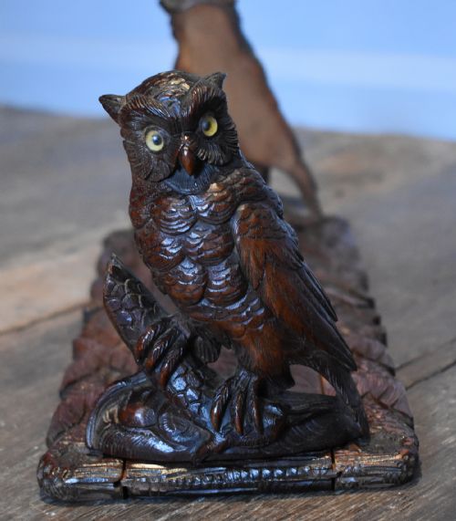 BLACK FOREST CARVED OWL BOOK SLIDE - ADDITIONAL PHOTO 4