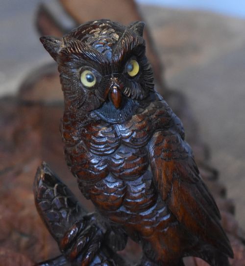 BLACK FOREST CARVED OWL BOOK SLIDE - ADDITIONAL PHOTO 5