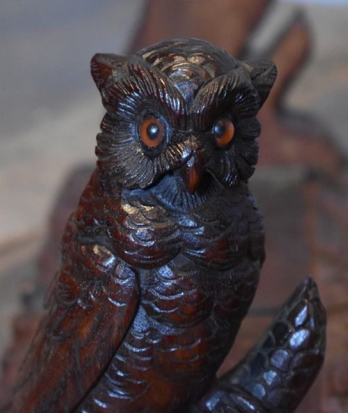 BLACK FOREST CARVED OWL BOOK SLIDE - ADDITIONAL PHOTO 6