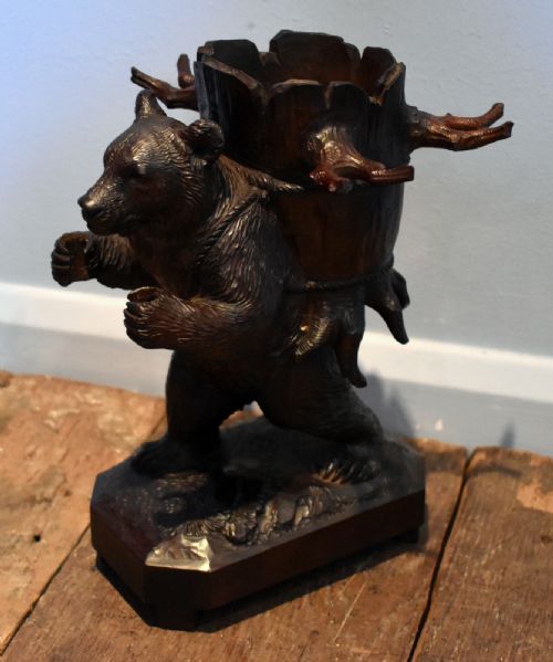 black forest carved bear decanter stand - CATEGORY: ANTIQUE MISCELLANEOUS - DATED 1910
