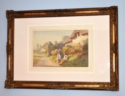 FINE LARGE COTTAGE SCENE WATERCOLOUR BY WILLIAM FREDERICK MEASOM - ADDITIONAL PHOTO 1