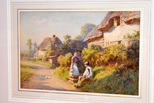 FINE LARGE COTTAGE SCENE WATERCOLOUR BY WILLIAM FREDERICK MEASOM - ADDITIONAL PHOTO 2